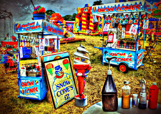 An image of two snow cone machines at a carnival