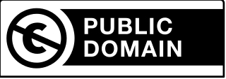 The public domain mark includes the words public domain, and it has a symbol of the letter C in a circle that is crossed out.