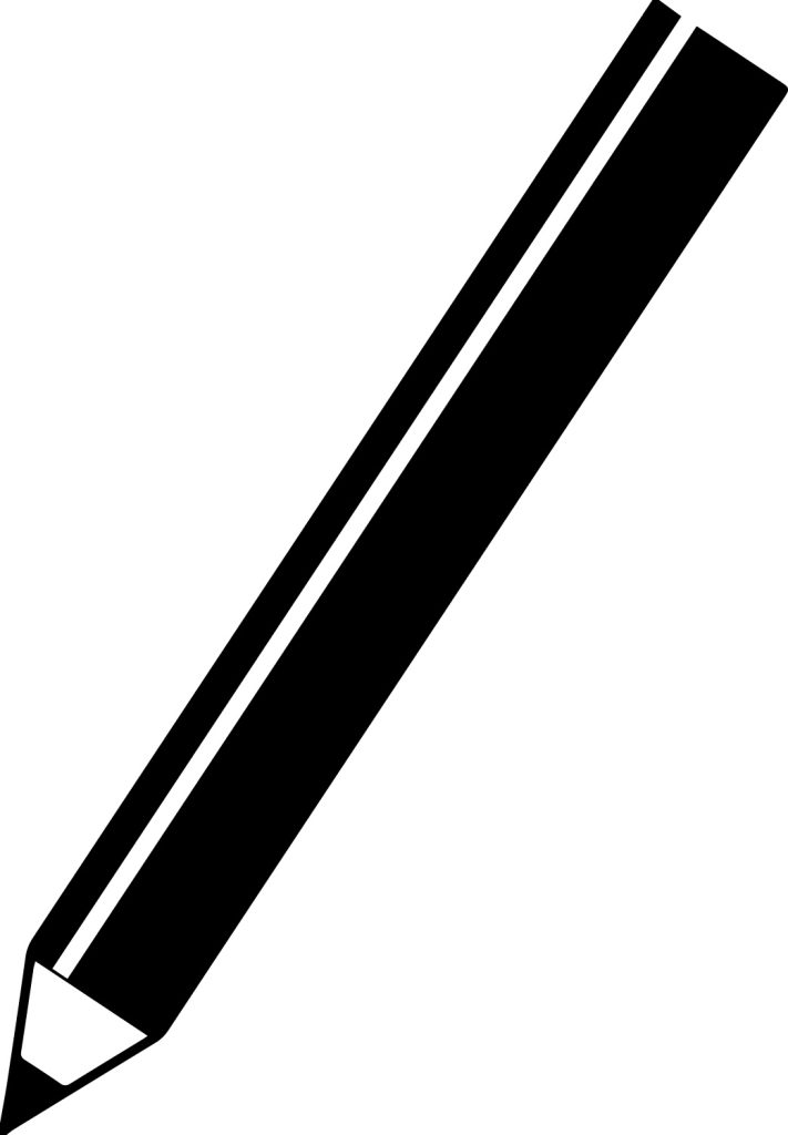 The silhouette of a pencil.