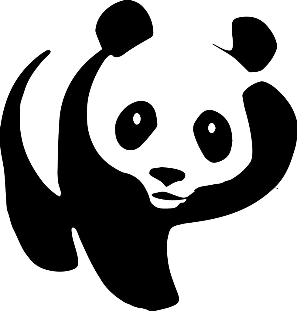 A silhouette of a panda bear