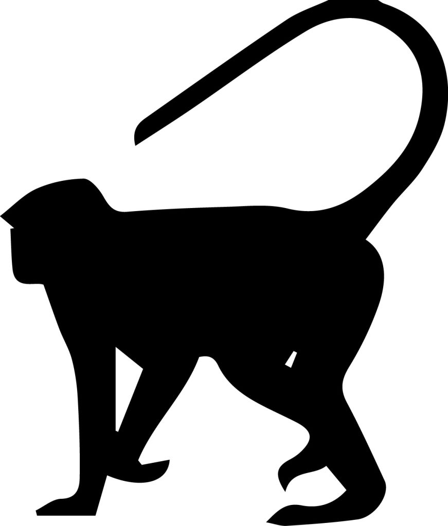 A silhouette of a monkey.