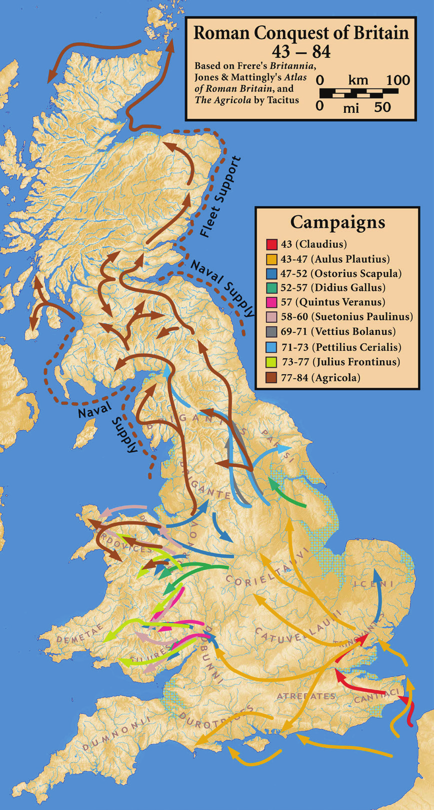 Map of Roman Conquest of Britain