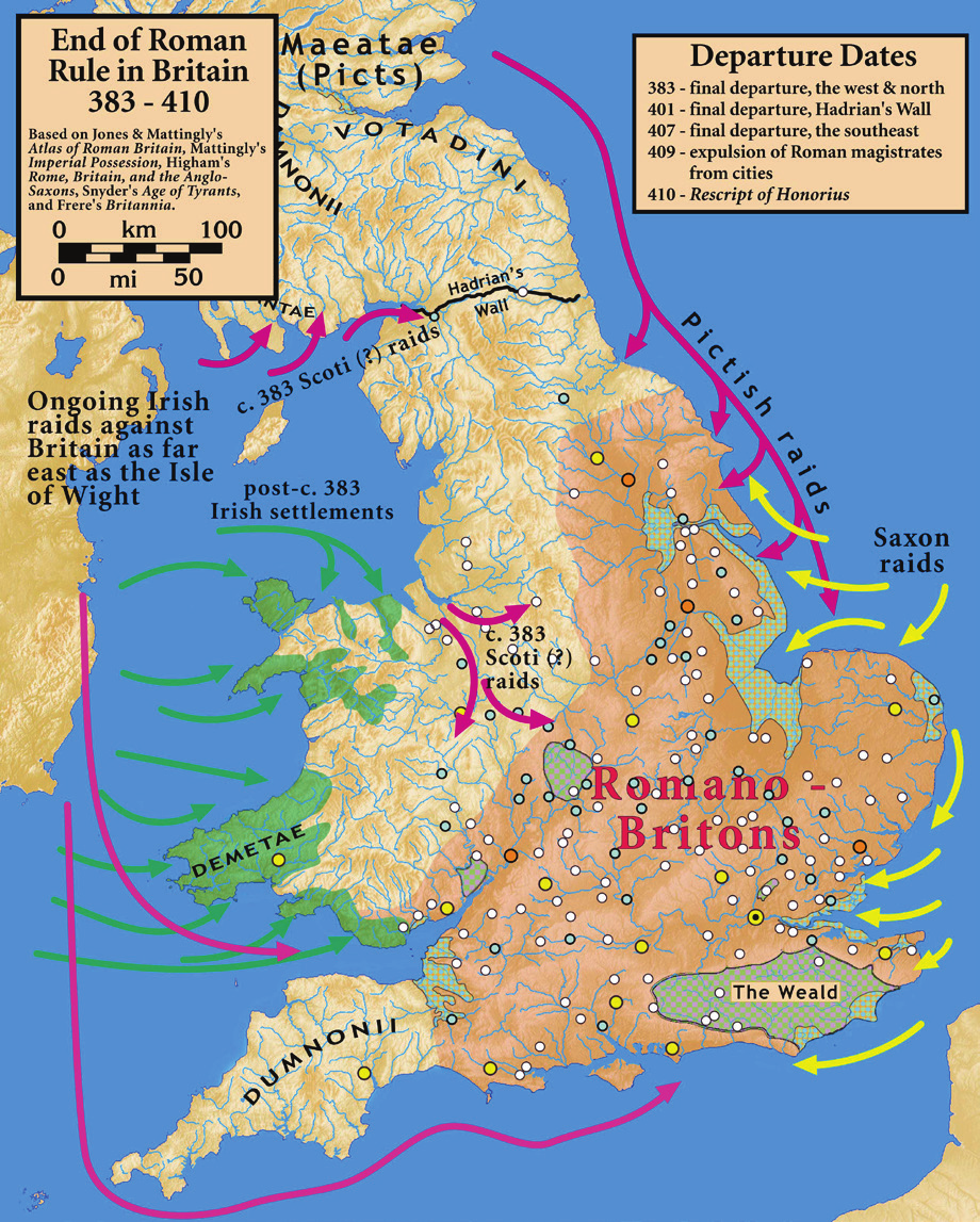 Map of End of Roman Rule in Britain