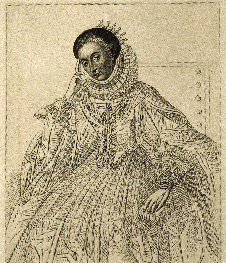 A stipple engraving from the 19th century depicting Mary Sidney, Countess of Pembroke (1561-1621), an English woman of letters and patron of the arts.