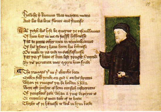 Image of a man next to script
