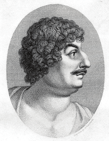 An oval engraved portrait of Robert Herrick, a 17th-century English lyric poet and Anglican cleric.