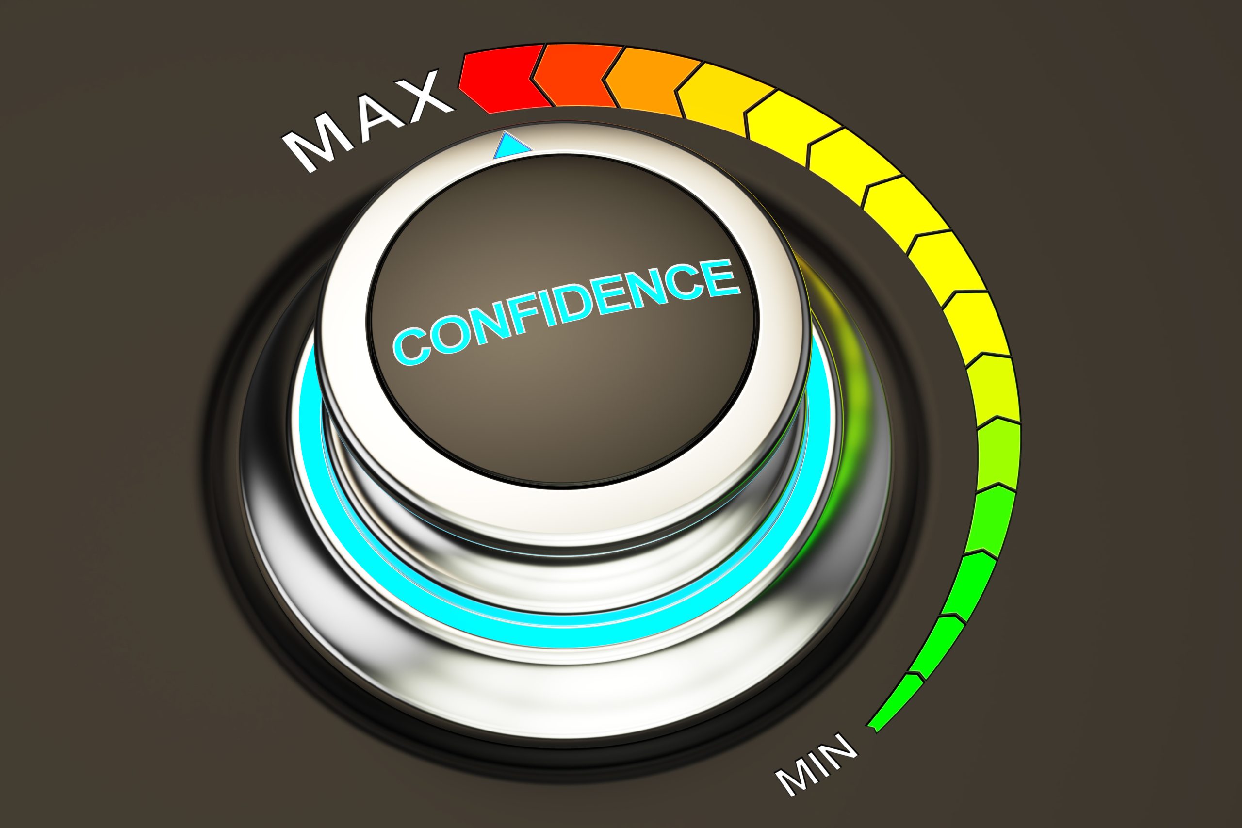 A dial with the word confidence is turned to the Max setting. Adobe Stock Image